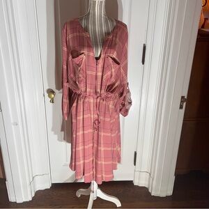 Pink Plaid Dress with Drawstring Waist Torrid D214